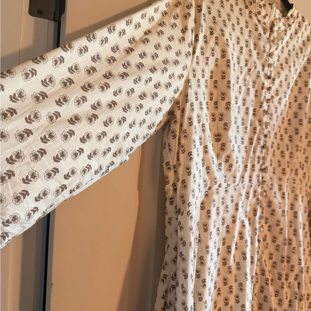 Dainty Jewells Cream Midi Dress with Brown Floral Print - Picture 3 of 4